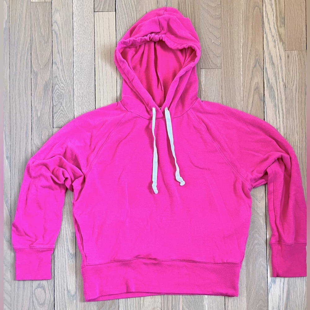 J.Crew Pullover hoodie in Cloud fleece. Size Small. Color: NEON FUCHSIA.